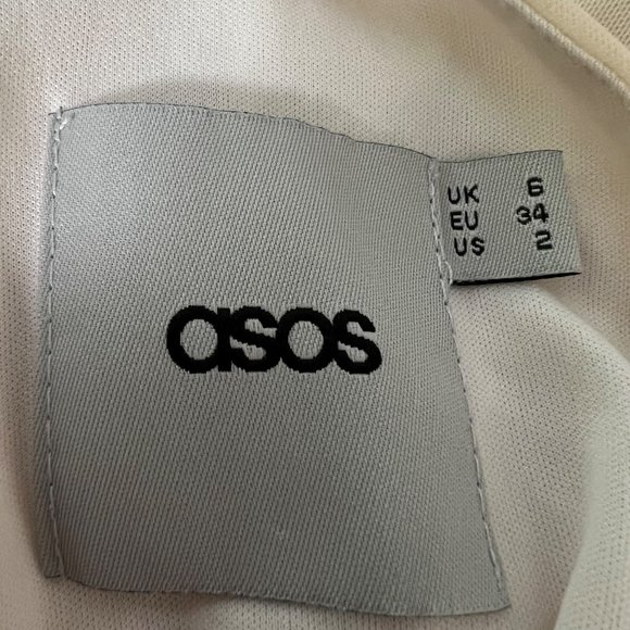 ASOS Cream Sleeveless V Neck Drapes Chiffon Halter Mini Party Dress size 2 - Picture 8 of 11